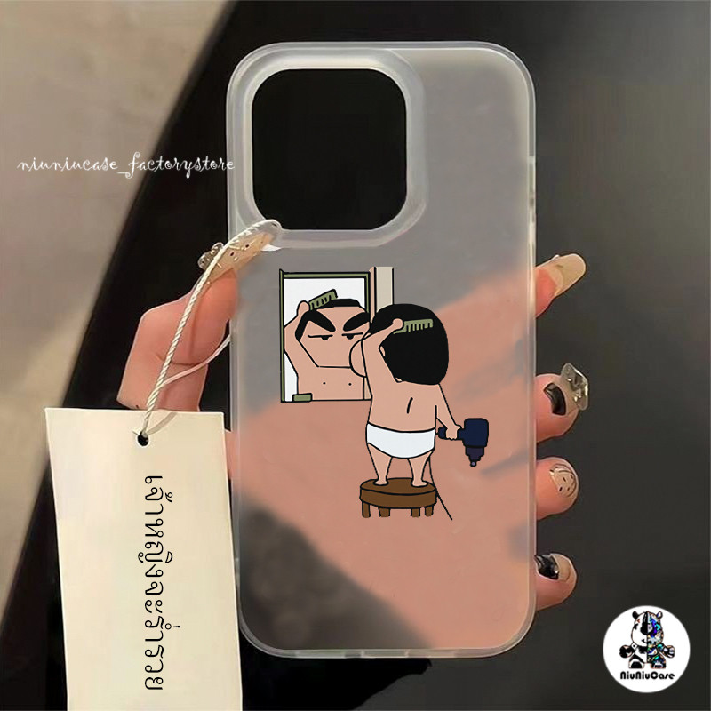 ส่งจากไทย เคสไอโฟน11 เคสโทรศัพท์ Crayon Shin Chan Matte Case For iPhone 11 12 13 14 15 Pro Max X XS 7P 8P 14Plus XR เคส