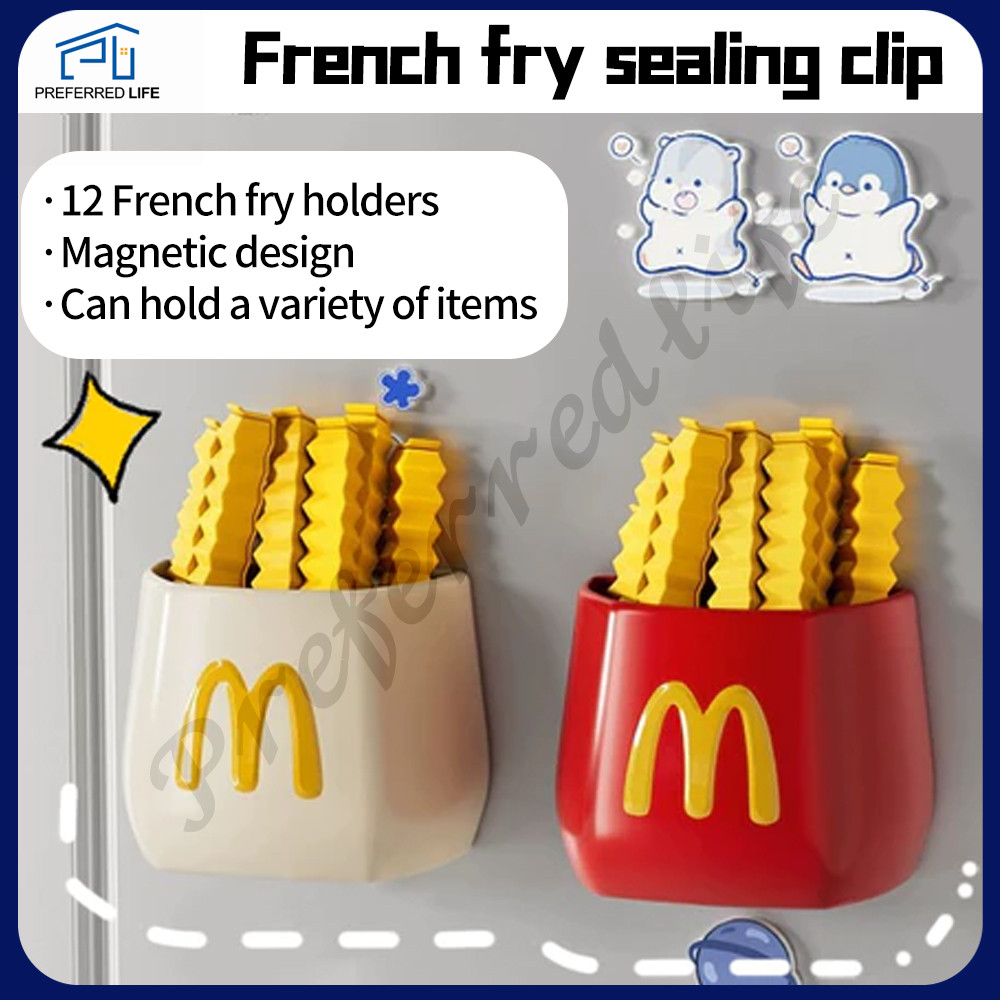 Mcdonalds pastry bag clip แม่เหล็กติดตู้เย็น desktop magnetic absorption box storage rack French Fried clip