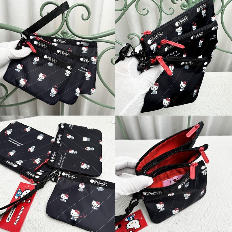 Lesportsac สินค้าใหม่ Black KITTY Series Female Bag Clutch Bag 111