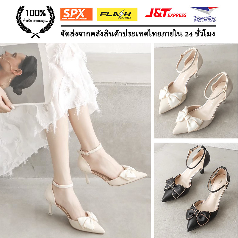 ⚡ส่งจากไทย⚡รองเท้าส้นสูงกริช 7 ซม หัวเข็มขัดกุทัณฑ์กลารมณ์รวงความรู้สึกการออกแบบเฉพาะอารมณ์รองเท้าแตะของผู้หญิงฤดูร้อนรอ