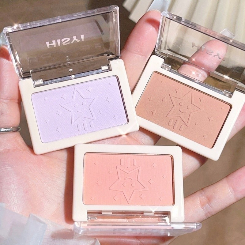 HISYI บลัชออนอายแชโดว์สีเดียว บลัชออนเนื้อแมทธรรมชาติ สีม่วงอเนกประสงค์ เพิ่มความสดใส แต่งหน้านู้ดติดทนนาน