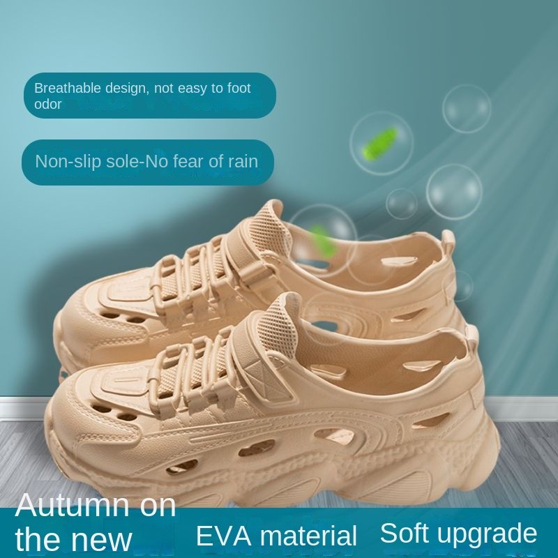 รองเท้าแตะผู้ชายคุณภาพสูง EVA หนา Soled รองเท้าแตะ Hollow Design ตกปลากลางแจ้ง Wading Anti-Slip สวมใส่ @-