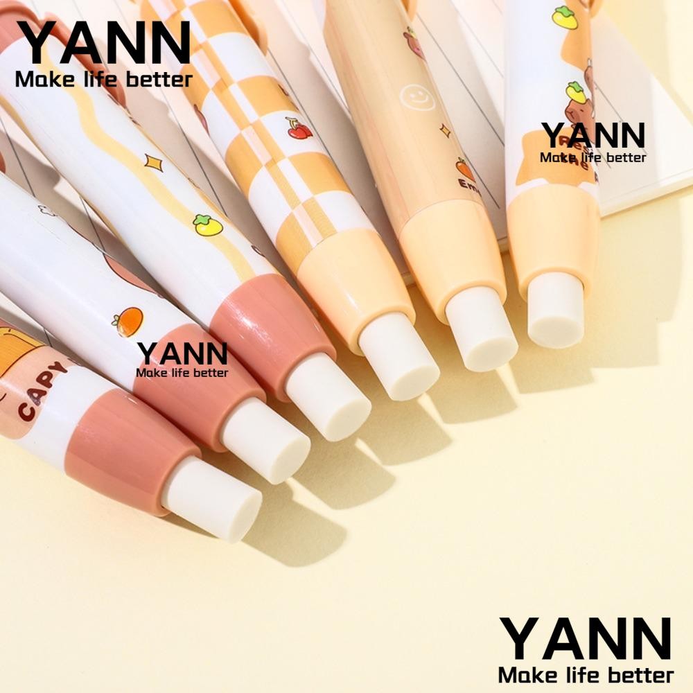 Yann1 1PC Capybara Eraser, Retractable Clean Pressing Pencil Eraser, Lovely Soft Stationery Mechanical Eraser อุปกรณ์การเรียน