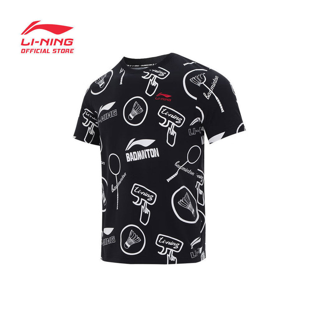 LI-NING 2024 แฟชั่น BADMINTON SHORT SLEEVE T-SHIRT - สีดํา - AHST71-2