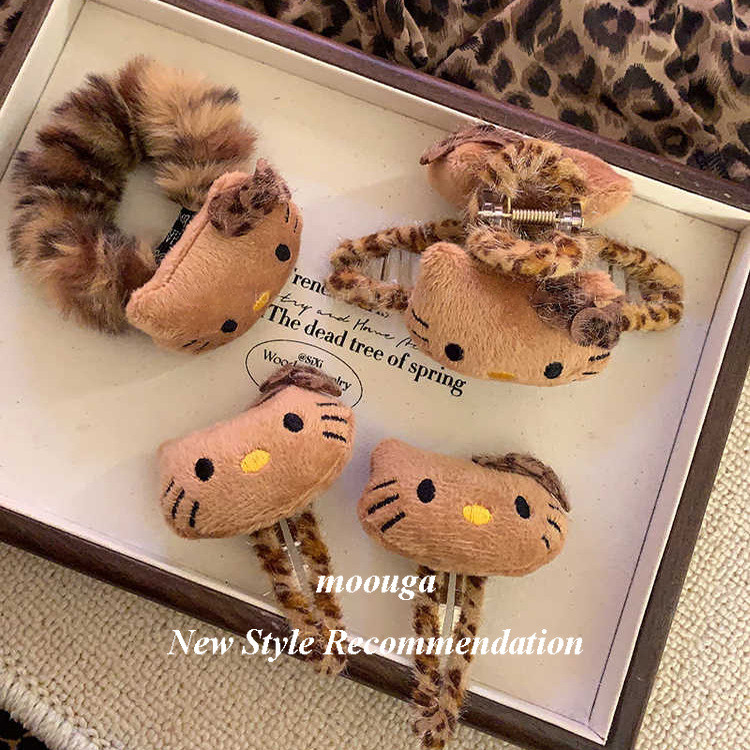 มูกา/บอลลูนพิมพ์แมวกิ๊บหนังสีดําแมวรอยขีดข่วนคลิปด้านคลิปกิ๊บตุ๊กตาฤดูใบไม้ร่วงสไตล์ใหม่หวานเย็นอุปกรณ์ผม