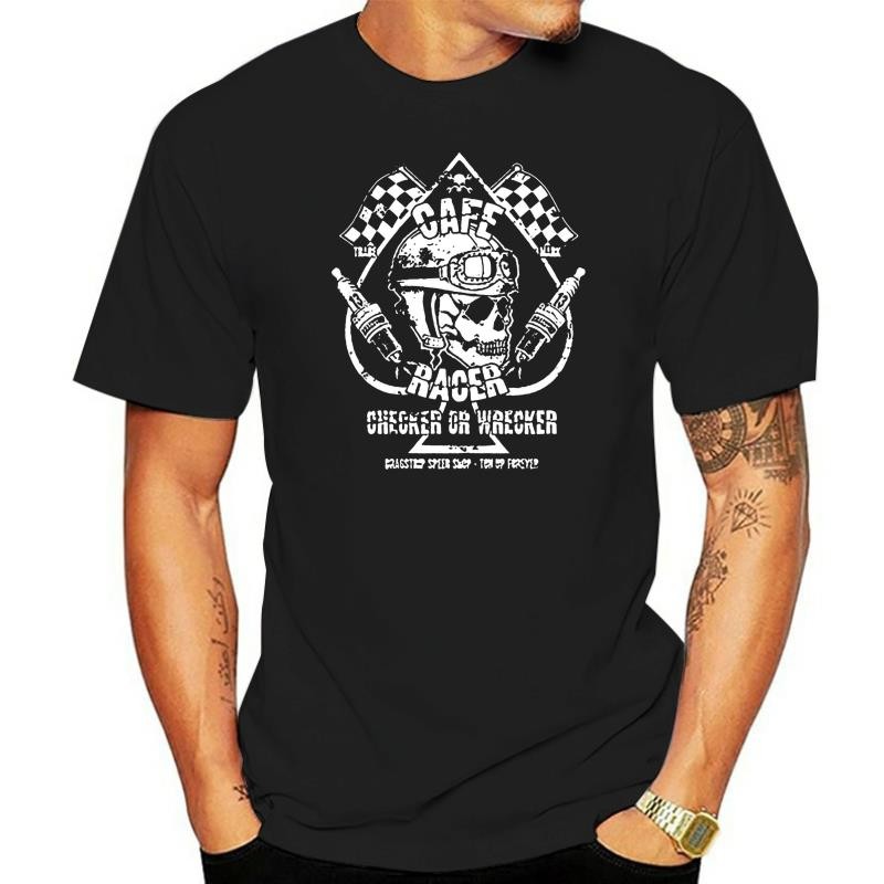 Dragstrip Clothing Checker Wrecker Cafe Racer Greaser 13 เสื้อยืดนักขี่จักรยานสัก