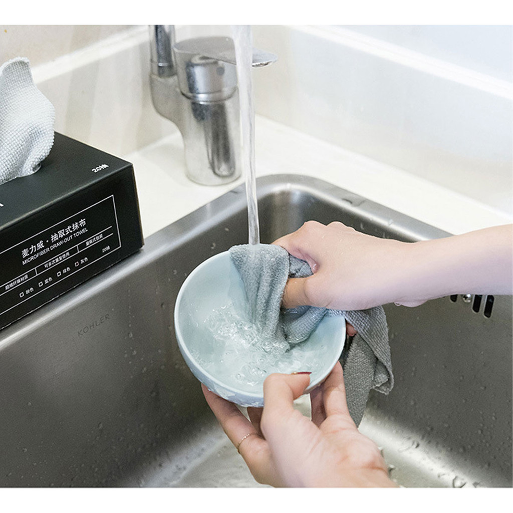 💥ส่งจากไทย💥 ผ้าชามัวร์ ผ้าไมโครไฟเบอร์ ทำความสะอาดห้องครัว  10 ชิ้น/แพ๊ค - รูปที่ 4