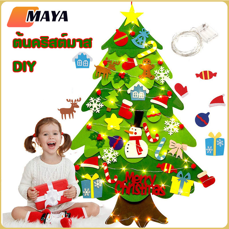 ต้นคริสต์มาส DIY ของเล่น 3D แขวนผนังต้นคริสต์มาส และไฟ สายไฟ ledสําหรั