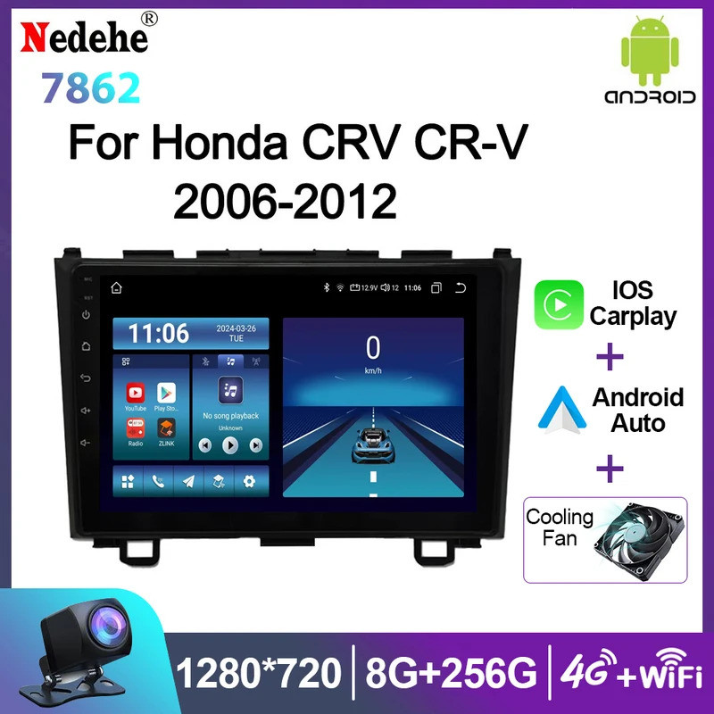 Android 13 Carplay Auto สําหรับ Honda CR-V 3 RE CRV 2006-2011 รถวิทยุเครื่องเล่นมัลติมีเดีย 2din สเตอริโอ GPS นําทาง WIFI