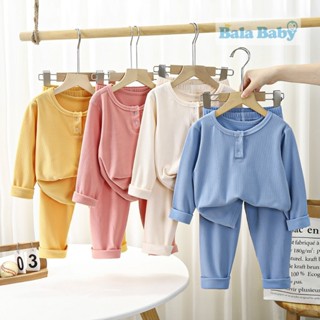 ชุดนอนเด็ก ชุดนอนผ้าร่อง เสื้อแขนยาว+กางเกงขายาว เสื้อผ้าเด็…