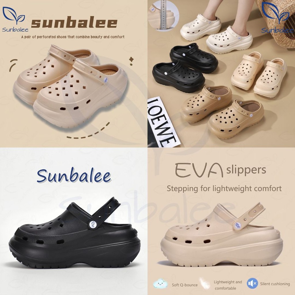 SUNBALEE 🌻 SUN8694 รองเท้าหัวโต ไม่แถมตัวติด รองเท้าแบบสวม แตะเสริมส้น 8 CM. มีสายรัดส้น วัสดุ EVA สินค้าพร้อมส่ง