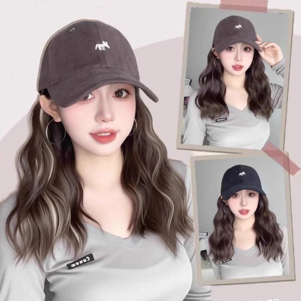 ฮิลาริโอ หมวกเบสบอลพร้อมวิกผม, ชิ้นเดียวไฮไลท์สีบลอนด์ผมยาวหยัก,แฟชั่นแฮร์พีชสไตล์เกาหลีระบายอากาศปรับหมวกวิกผมผู้หญิง - รูปที่ 6