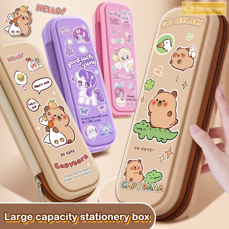 {Streamers} การ์ตูนความจุขนาดใหญ่ Capybara กล่องดินสอ al กระเป๋าดินสอน่ารักนักเรียนเครื่องเขียน Organizer อุปกรณ์การเรียนของขวัญใหม่