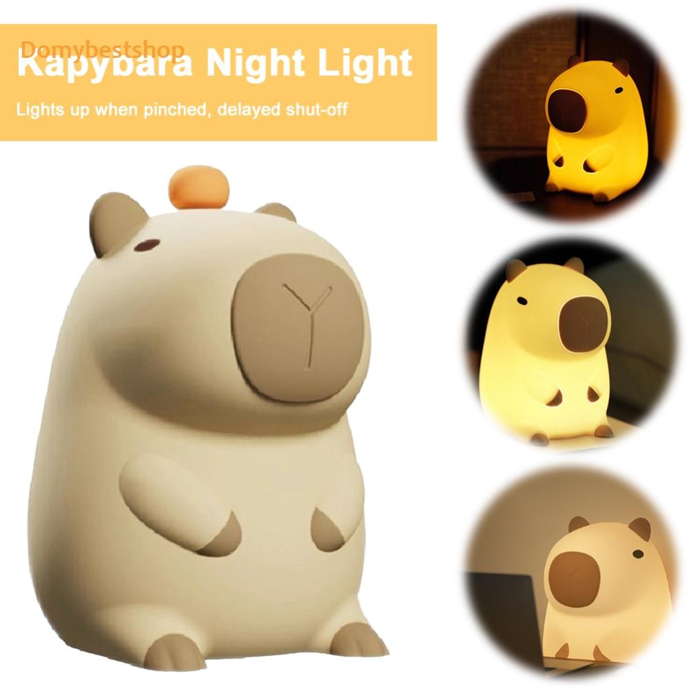 Capybara Night Light น่ารัก Touch โคมไฟ 2 เกียร์ซิลิโคน Sleeping Light USB ชาร์จหรี่แสงได้โคมไฟข้างเตียงสําหรับ Home ตกแต่งห้องนอน [Domybestshop.th]