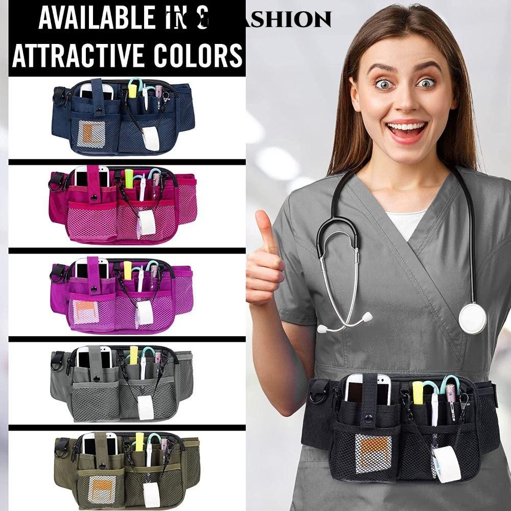 Tonfashion Nurse Fanny Pack, กระเป๋าพยาบาลโพลีเอสเตอร์ความจุขนาดใหญ่, กระเป๋าคาดเอวกระเป๋าพยาบาลแบบปรับได้หลายช่อง