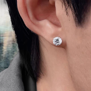Roselife Silver 1PC คลาสสิก Unisex คริสตัล Pierced ต่างหูสตั๊ด Hypoallergenic หู Studs เครื่องประดับอุปกรณ์เสริม