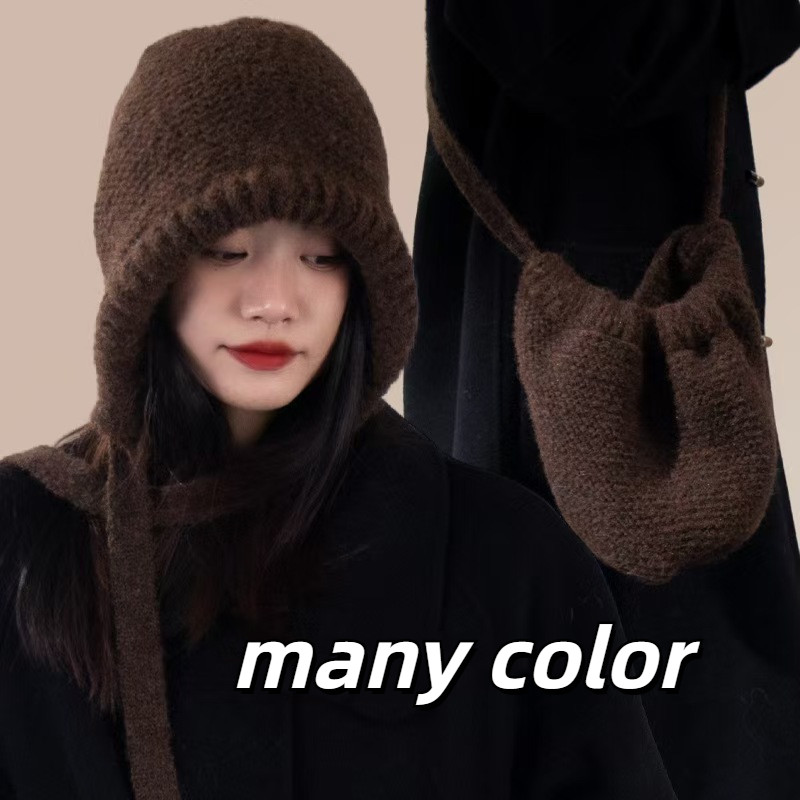 หมวกธรรมดาผู้หญิงฤดูใบไม้ร่วงฤดูหนาว อิน หนาป้องกันหูหมวกถัก
