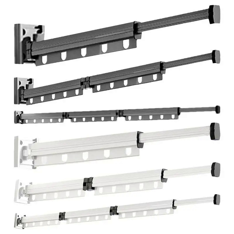 Wall Mounted Laundry Drying Rack Aluminum Folded Rod Clothes Lin Extendable Wall Drying Rack Laundry