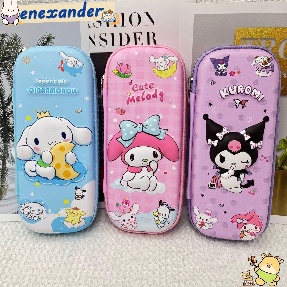 กล่องปากกา ENEXANDER, Kuromi/Cinnamoroll/Melody ดินสอกันน้ํา, น่ารัก PU หนังความจุขนาดใหญ่เครื่องเขียน Organizer นักเรียน