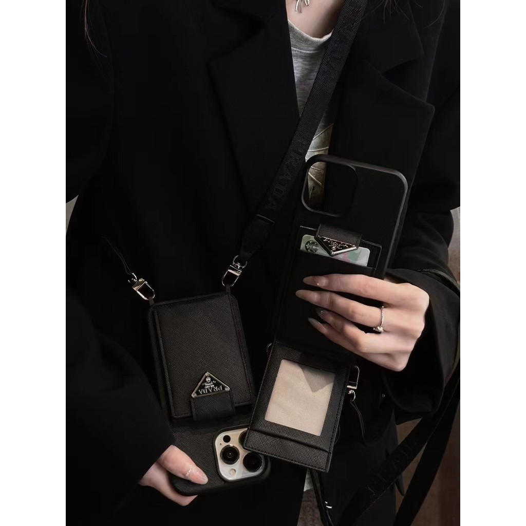 เชือกเส้นเล็กcrossbodyหนังใส่การ์ดเคสโทรศัพท์สําหรับiphone 16 15 Pro Max / 16 15 14 Plus / 14 ProMax 13 12 11 16plus 16promax 15promax 14Promaxปกหลัง