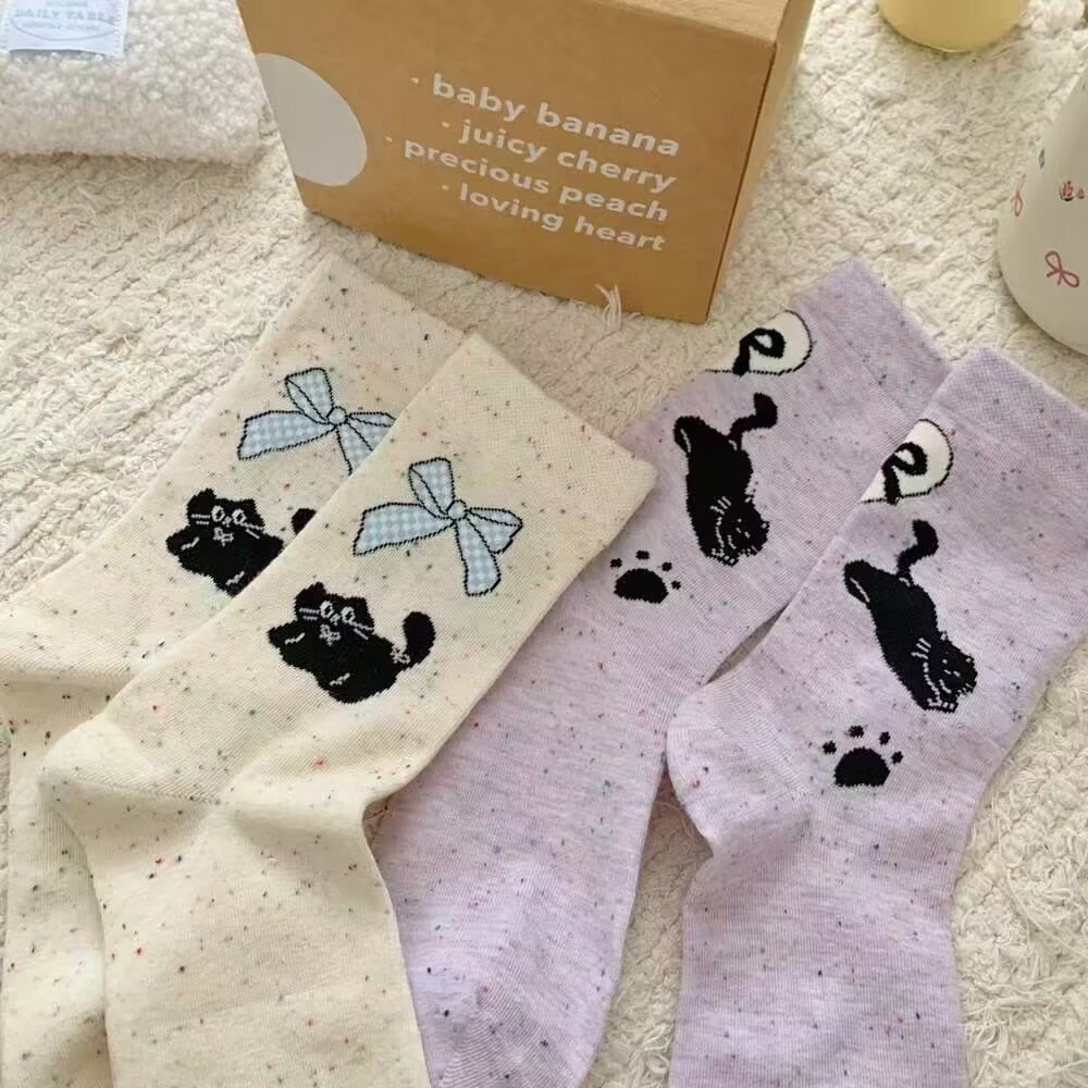 น่ารัก แมวถุงเท้าผู้หญิงการ์ตูนที่มีสีสันลายจุดกุทัณฑ์พิมพ์กลางหลอดถุงเท้าข้อเท้าน่ารักสบายๆถุงเท้าผ้าฝ้าย - รูปที่ 7