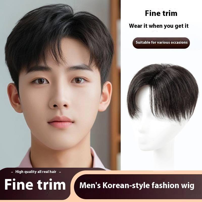 100% ผมมนุษย์ผู้ชาย ผมปลอม แฟชั่นและหล่อสไตล์ชิ้นผมระบายอากาศสุทธิผมเปลี่ยนสีธรรมชาติวิกผมสั้นสําหรับผู้ชาย