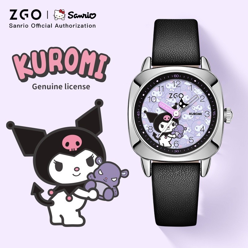 Zgo นาฬิกาเด็ก Sanrio Kuromi สําหรับเด็กหญิงและเด็กชาย นาฬิกาควอทซ์กันน้ํา. สายร