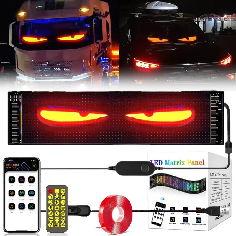 Animated Devil Eyes Light Glowing Car Eyes โปรแกรมยืดหยุ่น LED หน้าจอป้ายจอแสดงผล LED Eyes Gestures 