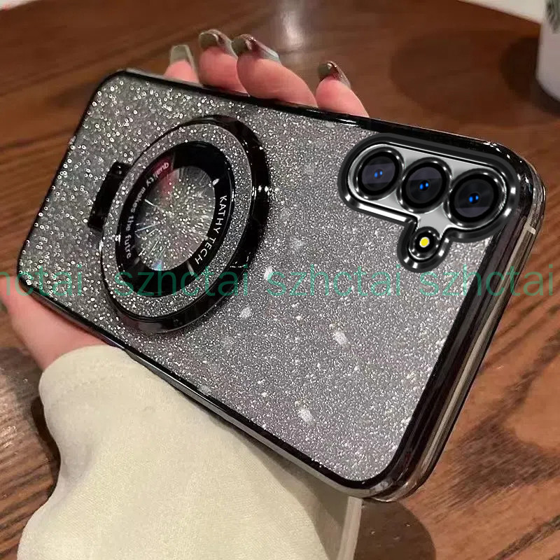 เคสโทรศัพท์ Samsung A55 A15 A25 A35 A05S A04S A14 A24 A34 A54 5GหรูหราElectroplated Glitterเคสโทรศัพท์ใสกันกระแทกพร้อมวงเล็บ