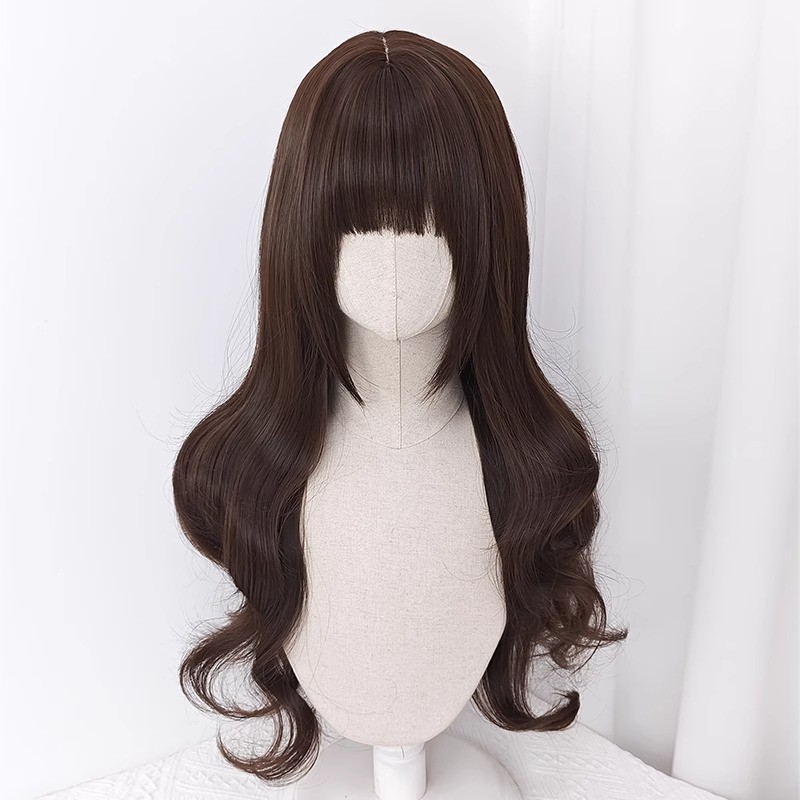 เรื่องราววิกผม + ม้วนผ้าฝ้าย Elegant หญิงผมยาวหยิกช็อกโกแลต Influencer jk Daily lolita โรมันม้วน Retro