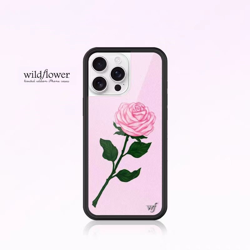 ดอกไม้ป่าสีชมพู Rose wf เคสโทรศัพท์สําหรับ iPhone 16 15 14 Plus 12 13 Pro 16Pro Max อะคริลิค Hard ปลอกกันกระแทกฝาหลัง