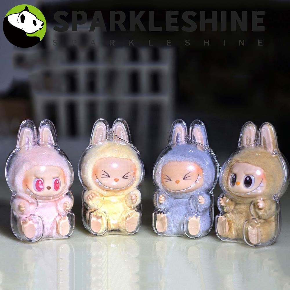 Sparkleshine Labubu เกราะป้องกัน,กันน้ํา Anti-lost Sit Down Labubu กระเป๋าเก็บ,สะสม Peadant กันฝุ่นแบบพกพาโปร่งใสฝุ่นของขวัญ