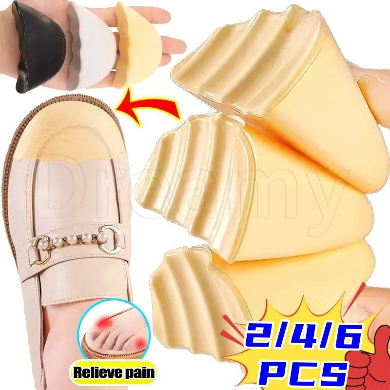 6 ชิ้นหญิงสาวฟองน้ํา Forefoot Pads - เปลี่ยนพื้นรองเท้าขนาดรองเท้า - PU โฟมรองเท้านุ่ม Toe Plug - Pain Relief Protector - อเนกประสงค์, Cuttable - ปรับครึ่งขนาด Pad