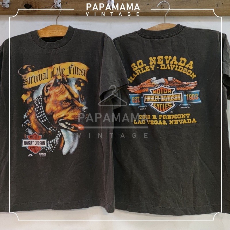 HARLEY-DAVIDSON @1991 Bio Washed หมาดุ ป้ายฮาเลย์
