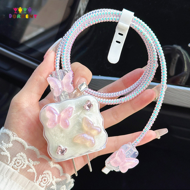 ตัวป้องกันเครื่องชาร์จ Crystal Motif สายชาร์จ Iphone และตัวป้องกันศีรษะ 18w & 20w ตัวป้องกันอะแดปเตอร์-DOR