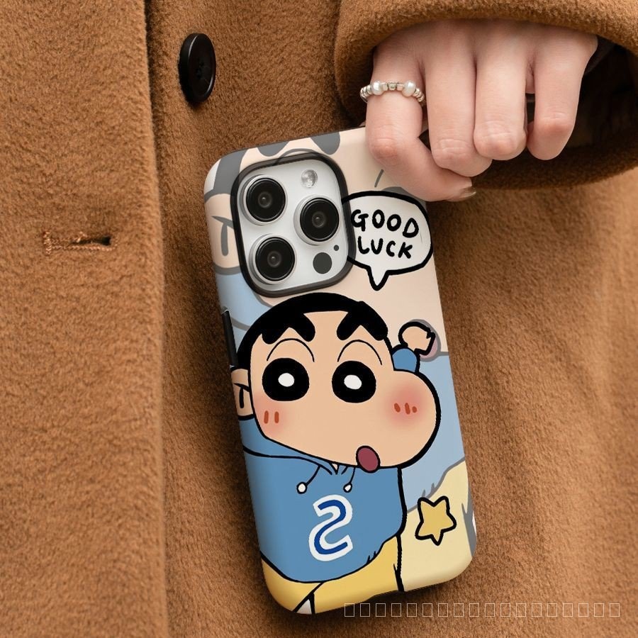 เคสโทรศัพท์มือถือทูอินวันเคสแข็ง Riman Lucky Crayon Shin-Chan สำหรับ iPhone 16PROMAX XR XS 16 15PROMAX 15 14 13 12 11 PRO MAX 7plus 8PLUS เปลือกกันกระแทก