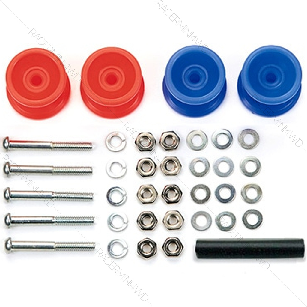 TAMIYA 15457 Low Friction Plastic Double Rollers (Red & Blue/13-12mm) โรลเลอร์มินิโฟร์วีลทามิย่าแท้