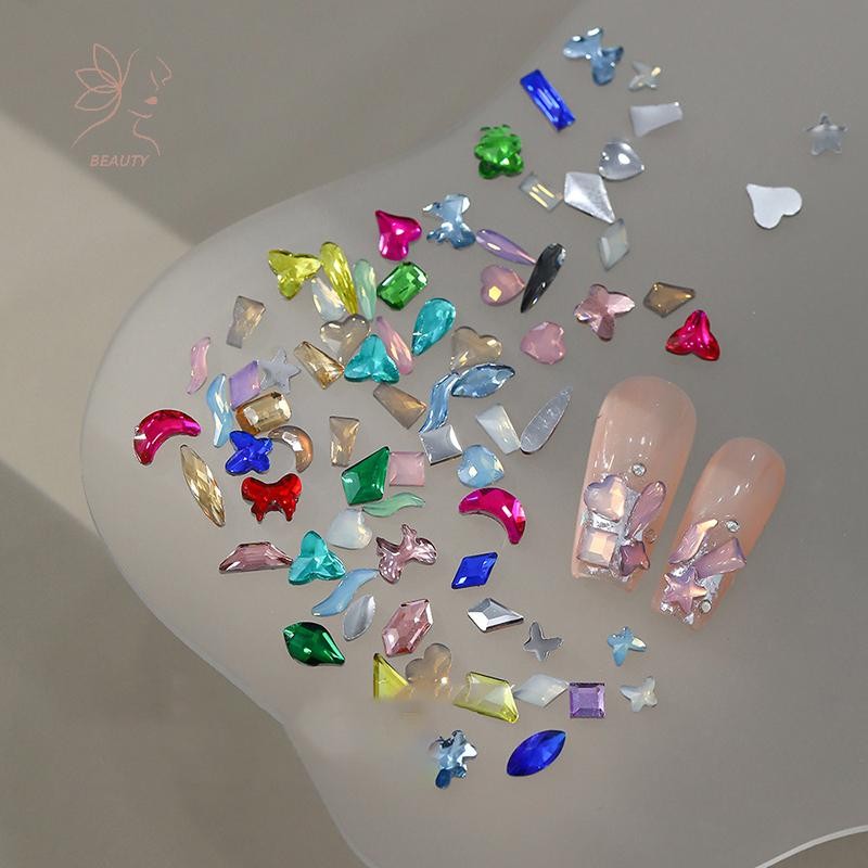 [maybeauty] 100 ชิ้นเล็บ Mini Glass Rhinestones ผสมสี Flatback เล็บ Ch เครื่องประดับสําหรับ Sparkle เล็บ 3D DIY หัตถกรรม {TH}