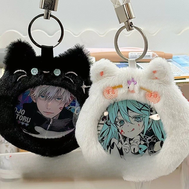 1pc แมวน่ารัก Photocard ผู้ถือจี้ลูกแมว Claw Plush Badge พวงกุญแจโปร่งใส Badge Ita กระเป๋าสินค้าจอแสดงผล
