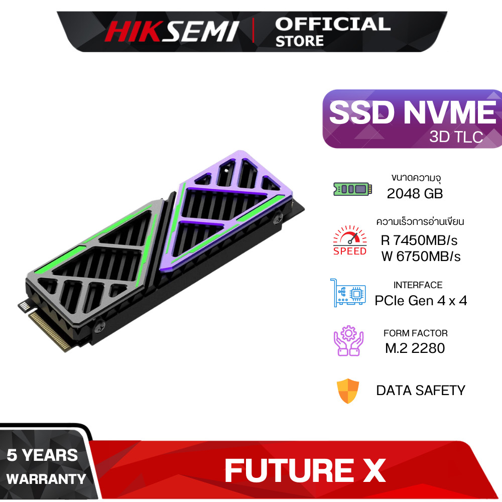 HIKSEMI FUTURE X HEATSINK 2048GB SSD M.2 PCIe 4.0 WARRANTY 5 YEARS