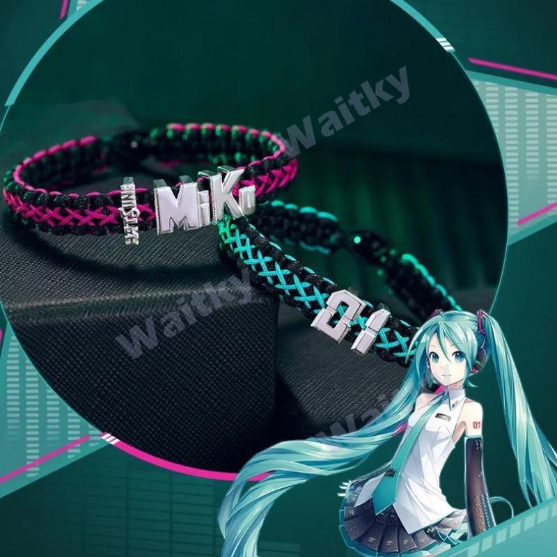 Waitky Hatsune Miku สร้อยข้อมือ หินนําโชค อุปกรณ์ตกแต่งอนิเมะสองมิติ ข้อต่อครบรอบ Miku