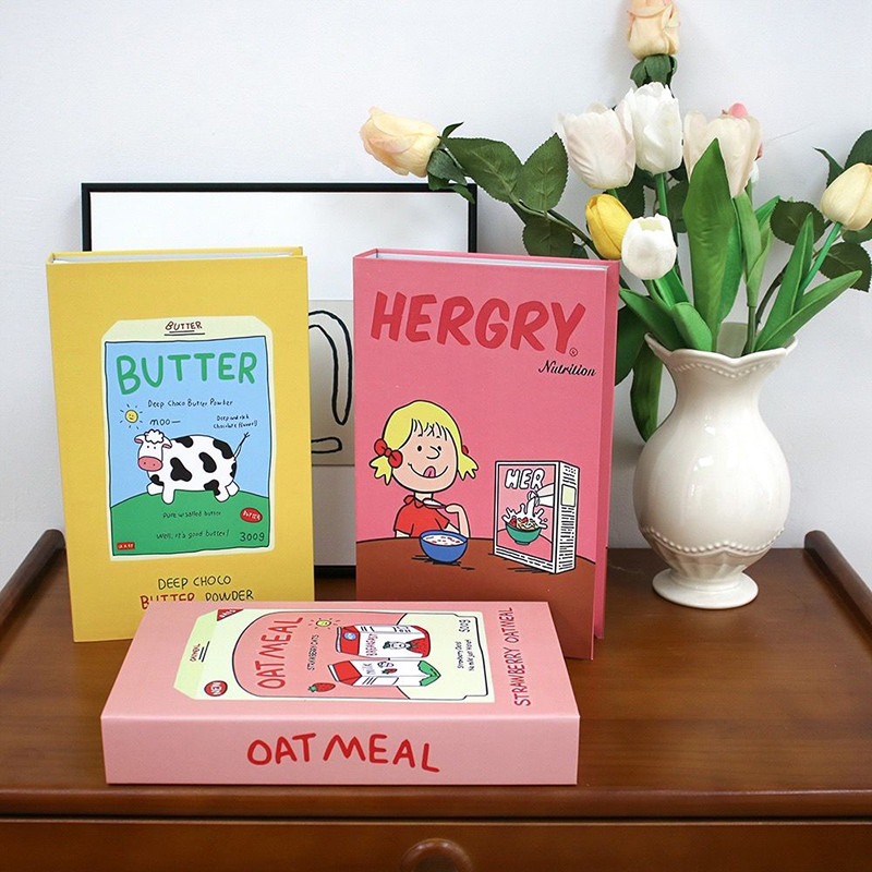 การ์ตูน Hand-Drawn รูปแบบหนังสือปลอมเดสก์ท็อปจําลองหนังสือ Photo Props Shop Decor