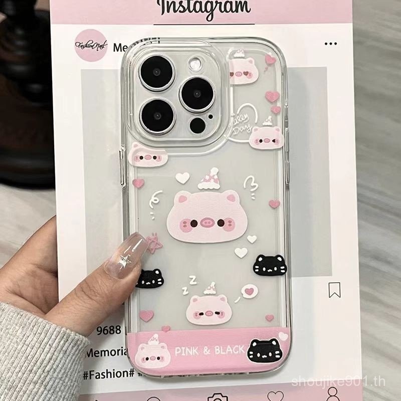 เคสมือถือสำหรับแอปเปิ้ล16PROMAX สำหรับแมวดำสีชมพูน่ารักเคสนิ่มสำหรับ iphone14 xsmax13/เคสอวกาศ/16 9xbc