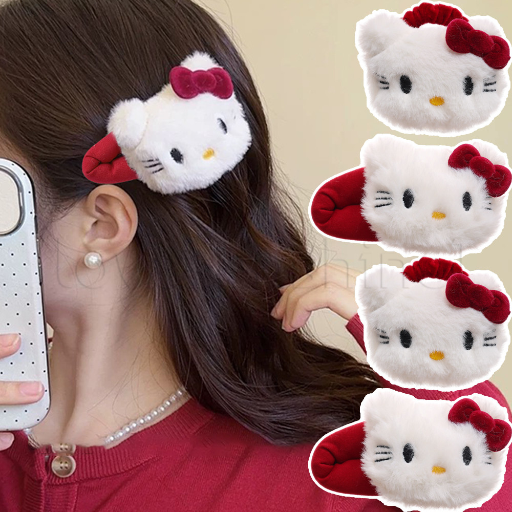 Kawaii Hello Kitty กิ๊บติดผมตุ๊กตา-การ์ตูนตุ๊กตายางรัดผมยืดหยุ่น-ผู้หญิง Headwear Barrette เครื่องประดับผม-สําหรับสาว-อเนกประสงค์,หวาน,แฟชั่น