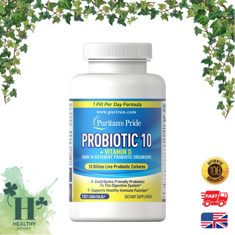 พร้อมส่ง Puritan’s Pride Probiotic 10 (20 billion 120 capsules) with Vitamin D probiotic gummies