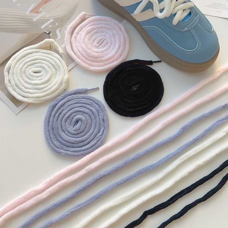 1 คู่แฟชั่นMulticolor 1.2M Plushรองเท้าผ้าใบเชือกผูกรองเท้า-อเนกประสงค์นุ่มHigh-top Casualผ้าใบรองเท้าแบนLaces