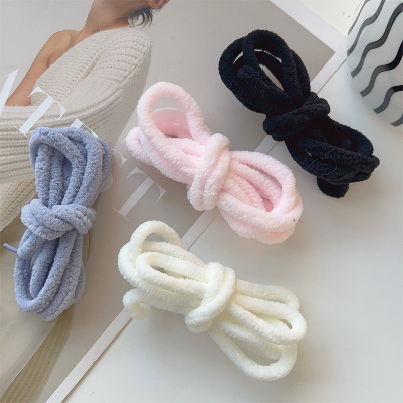 1 คู่แฟชั่นMulticolor 1.2M Plushรองเท้าผ้าใบเชือกผูกรองเท้า-อเนกประสงค์นุ่มHigh-top Casualผ้าใบรองเท้าแบนLaces