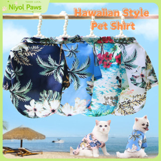 เสื้อสัตว์เลี้ยงสไตล์ฮาวายสําหรับสุนัขแมวฤดูร้อนชุดพิมพ์ลายเ…