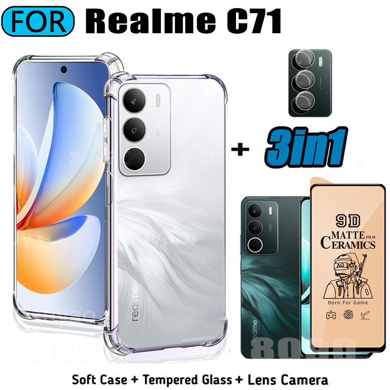3in1 Realme C71 Tpu เคสโทรศัพท์สําหรับ Realme C73 ฟิล์มฝ้าเซรามิก + ฟิล์มเลนส์กล้อง