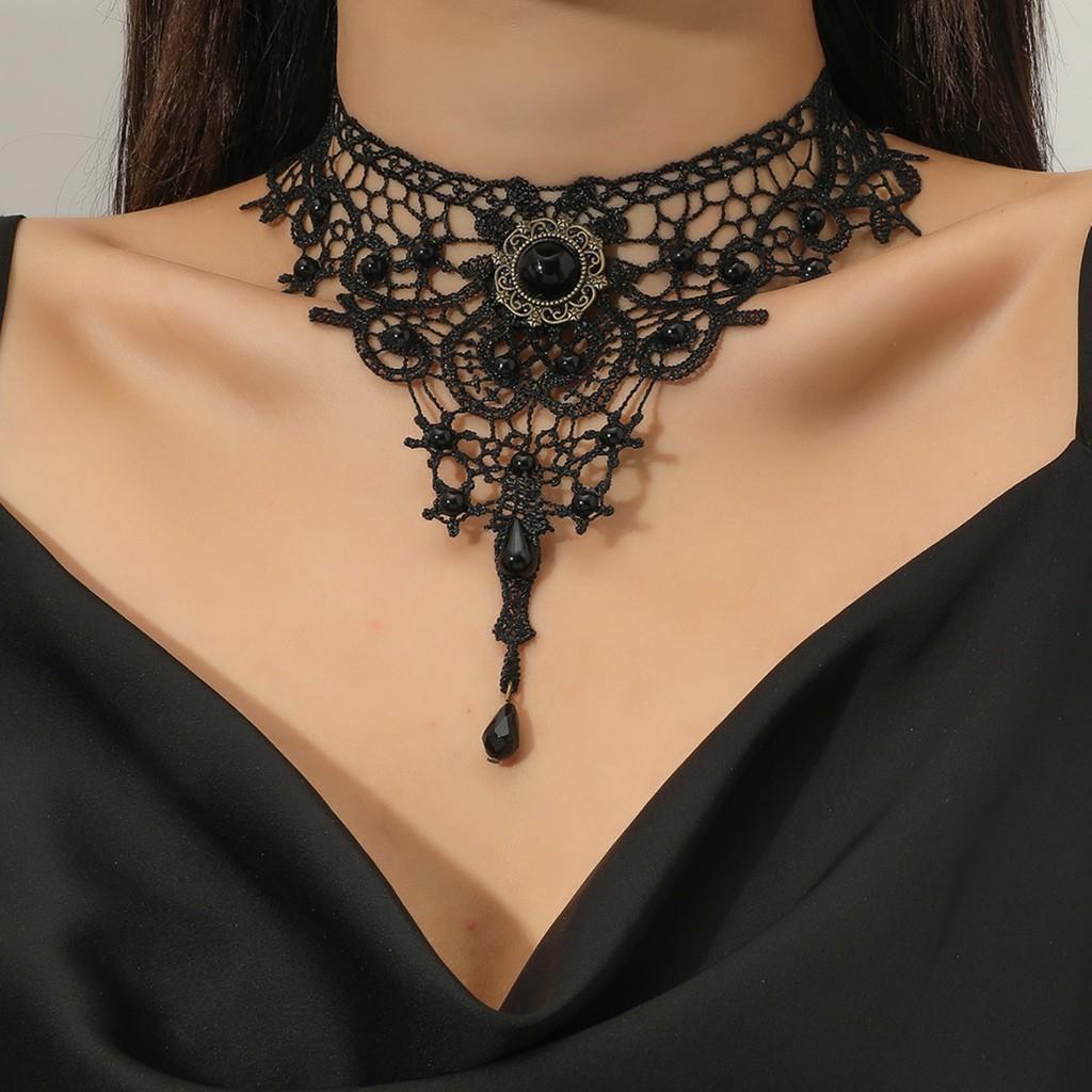 สร้อยคอเลียนแบบกระดูกไหปลาร้า สไตล์เรียบง่าย สีดำ พร้อมโซ่ และเป็นของขวัญที่perfectสำหรับขายส่ง